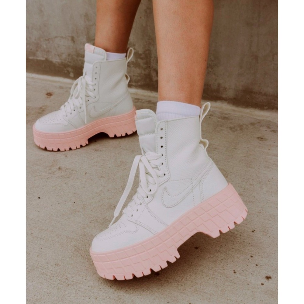 NIKE Jordan Air Mae Sail Pink White Platform Boot Sneakers - Picture 3 of 11